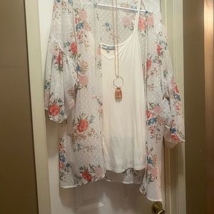Sheer printed shrug and top and necklace- whole boho set